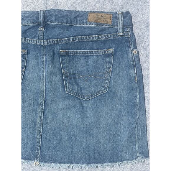 Polo Ralph Lauren Big Girl's Denim 5 Pocket Mini Skirt Frayed raw Hem Size 16 XL - Picture 9 of 13